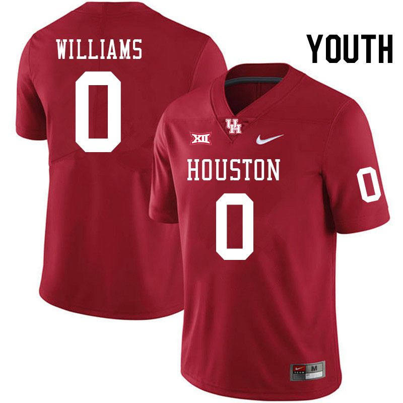 Youth #0 Sedrick Williams Houston Cougars Big 12 XII College Football Jerseys Stitched-Red